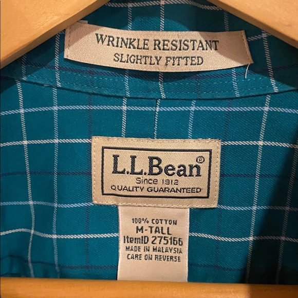 L.L. Bean Teal Turquoise Plaid Shirt Tall Casual Preppy Button Down Long Sleeved - Picture 3 of 10